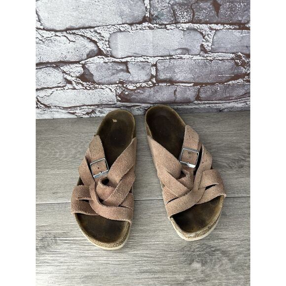 Birkenstock Lugano Pink Clay Suede Leather Slides Sandals Women Sz 39EU/8.5M US - Picture 2 of 16